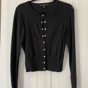 NWOT White House Black Market Black Cardigan with Pearl Buttons